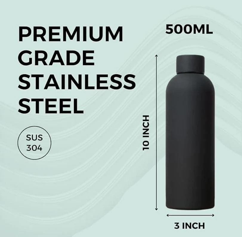 Customised Name Stainless Steel Water Bottle – 750ml Matte Black / blue / pink