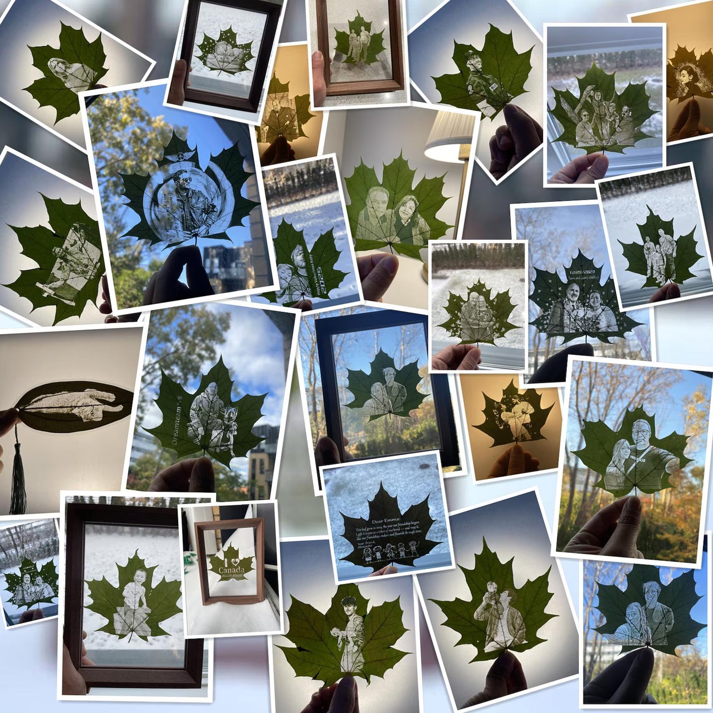 Personalized Portrait Frame with Preserved Leaf Art