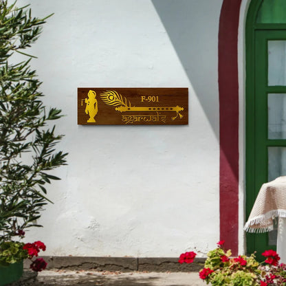 3D Krishna Flute Name Plate