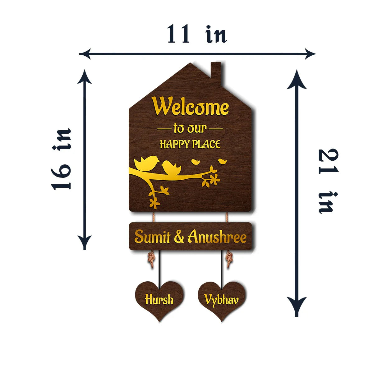 Premium 3D Brown Hut Style Name Plate With Golden Acrylic