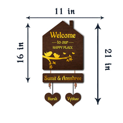 Premium 3D Brown Hut Style Name Plate With Golden Acrylic