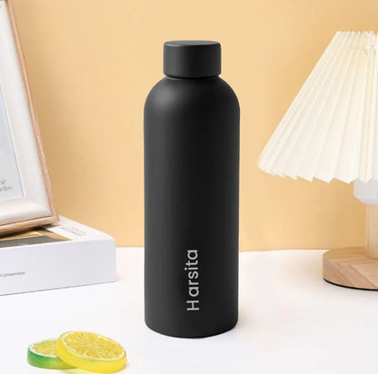 Customised Name Stainless Steel Water Bottle – 750ml Matte Black / blue / pink