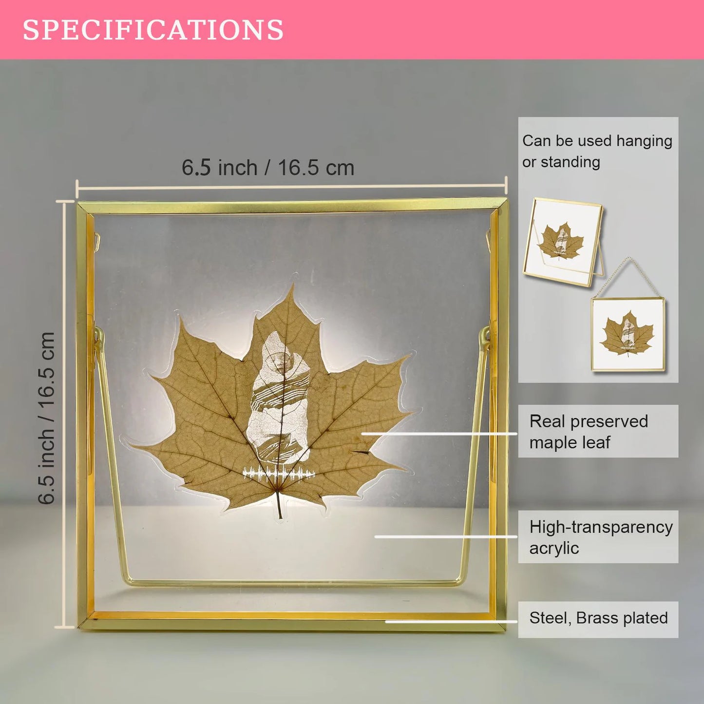 Personalized Portrait Frame with Preserved Leaf Art